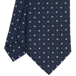E.Marinella CRAVATTA SARTORIALE CLASSICA IN SETA BLU SCURO Microfantasia fiore Online