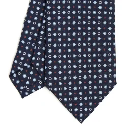 E.Marinella CRAVATTA SARTORIALE CLASSICA IN SETA BLU SCURO Microfantasia fiore Online