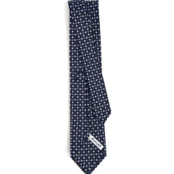E.Marinella CRAVATTA SARTORIALE CLASSICA IN SETA BLU SCURO Microfantasia fiore Online