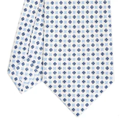 E.Marinella CRAVATTA SARTORIALE CLASSICA IN SETA BIANCA Microfantasia fiore Sale