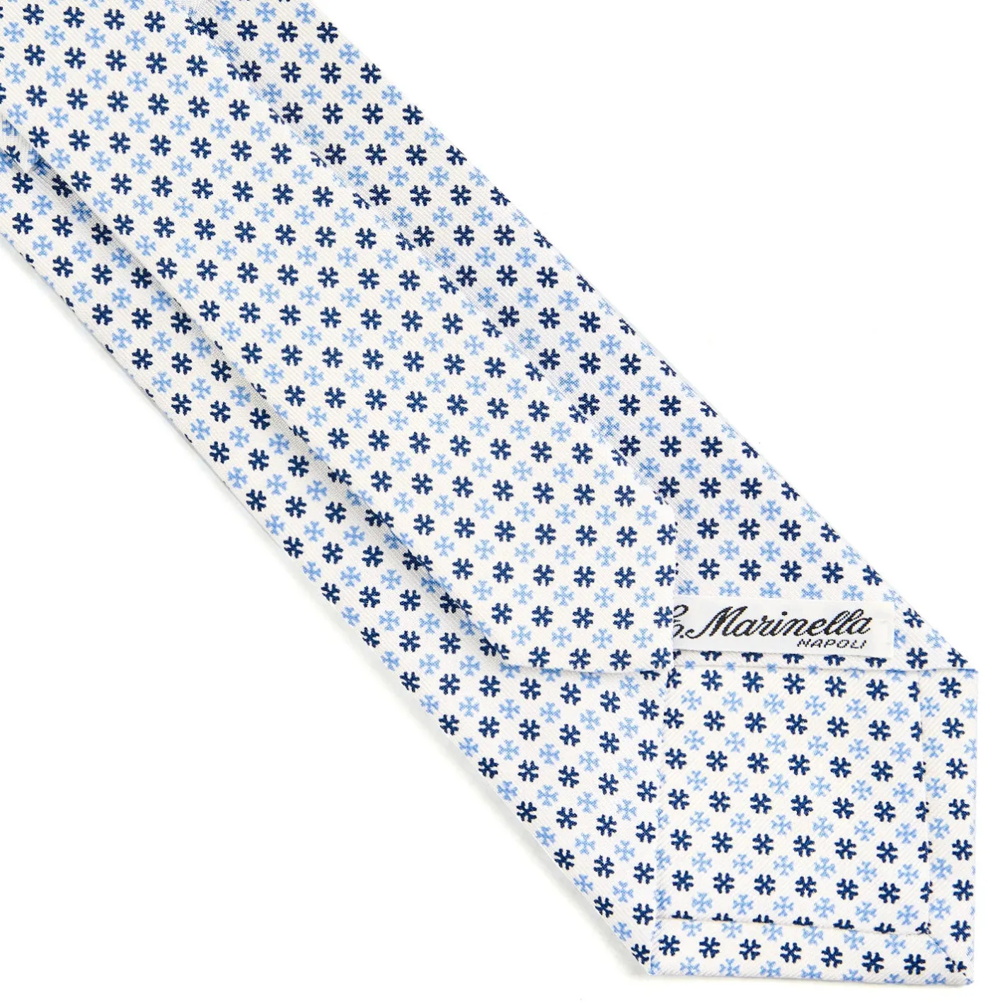 E.Marinella CRAVATTA SARTORIALE CLASSICA IN SETA BIANCA Microfantasia fiore Sale