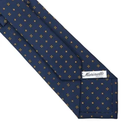 E.Marinella CRAVATTA SARTORIALE CLASSICA IN SETA BLU SCURO Microfantasia fiore Best