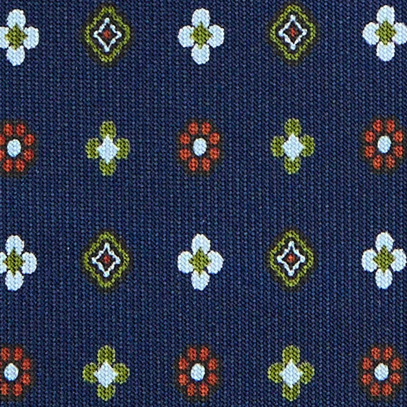E.Marinella CRAVATTA SARTORIALE CLASSICA IN SETA BLU SCURO Microfantasia fiore New