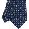 E.Marinella CRAVATTA SARTORIALE CLASSICA IN SETA BLU SCURO Microfantasia fiore Best