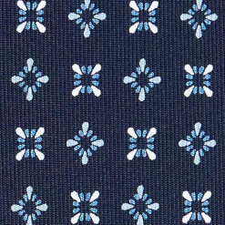 E.Marinella CRAVATTA SARTORIALE CLASSICA IN SETA BLU SCURO Microfantasia fiore Best