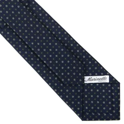 E.Marinella CRAVATTA SARTORIALE CLASSICA IN SETA BLU SCURO Microfantasia fiore New