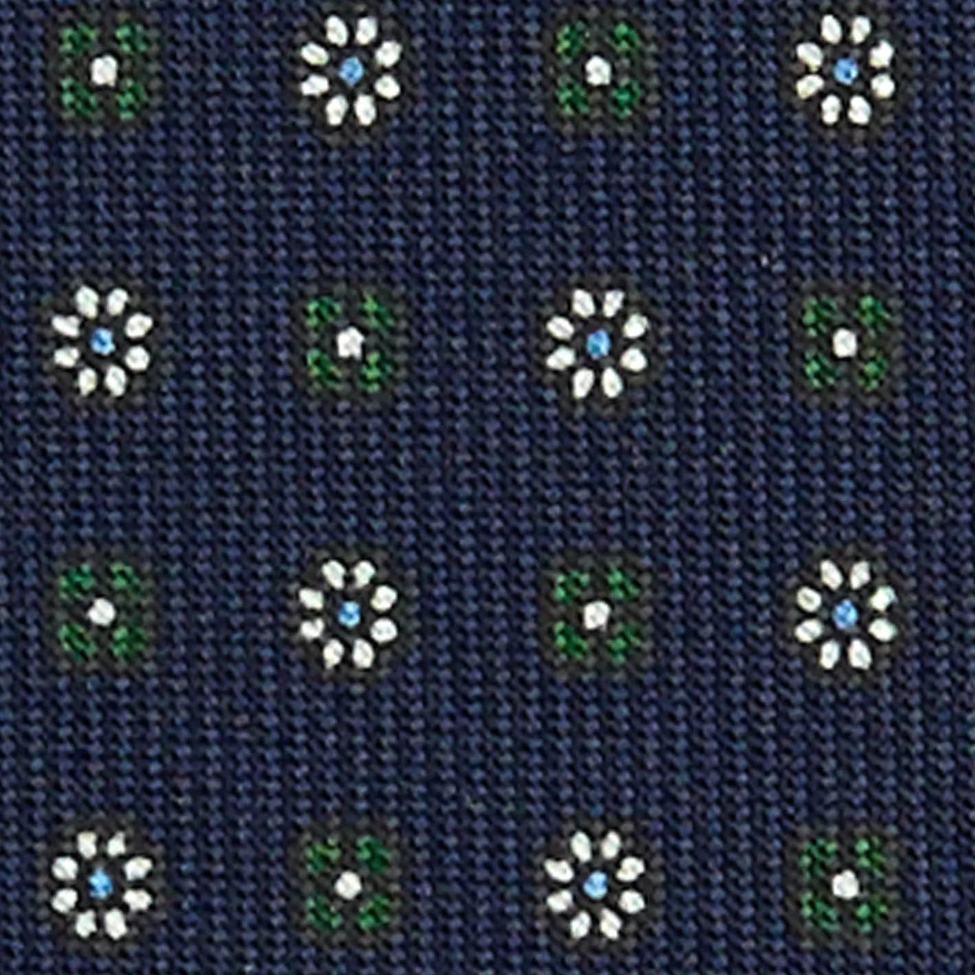 E.Marinella CRAVATTA SARTORIALE CLASSICA IN SETA BLU SCURO Microfantasia fiore New