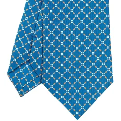E.Marinella CRAVATTA SARTORIALE CLASSICA IN SETA BLU MEDIO Microfantasia fiore Hot