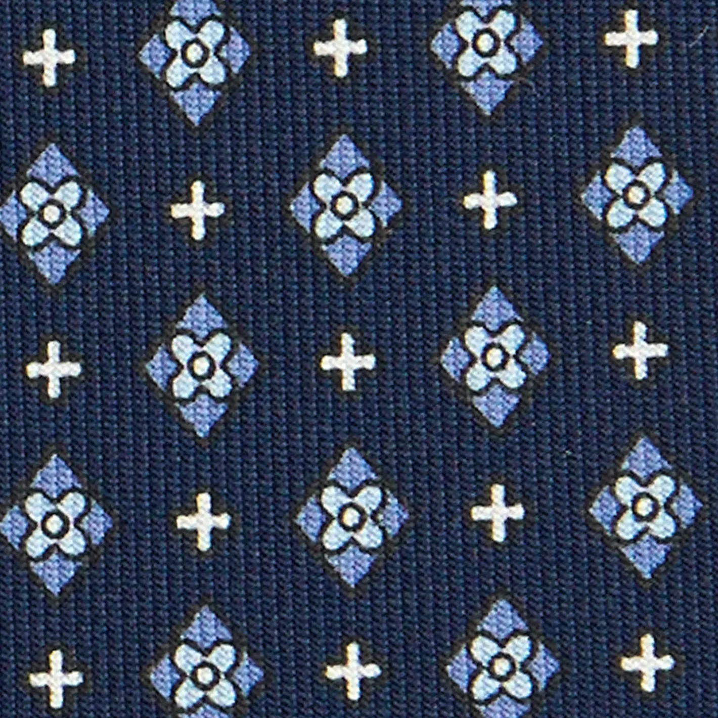 E.Marinella CRAVATTA SARTORIALE CLASSICA IN SETA BLU SCURO Microfantasia fiore Hot