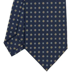 E.Marinella CRAVATTA SARTORIALE CLASSICA IN SETA BLU SCURO Microfantasia fiore Discount