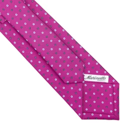 E.Marinella CRAVATTA SARTORIALE CLASSICA IN SETA FUCSIA Microfantasia fiore New