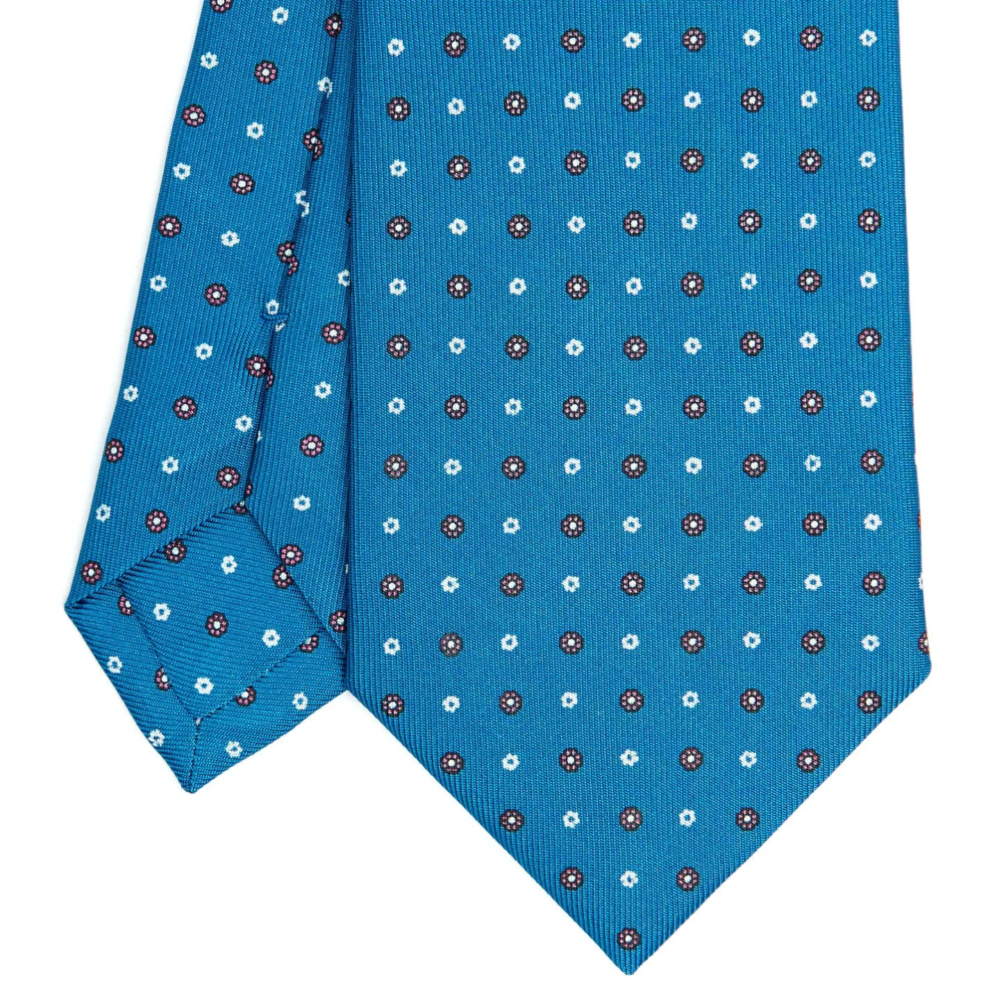 E.Marinella CRAVATTA SARTORIALE CLASSICA IN SETA BLU MEDIO Microfantasia fiore