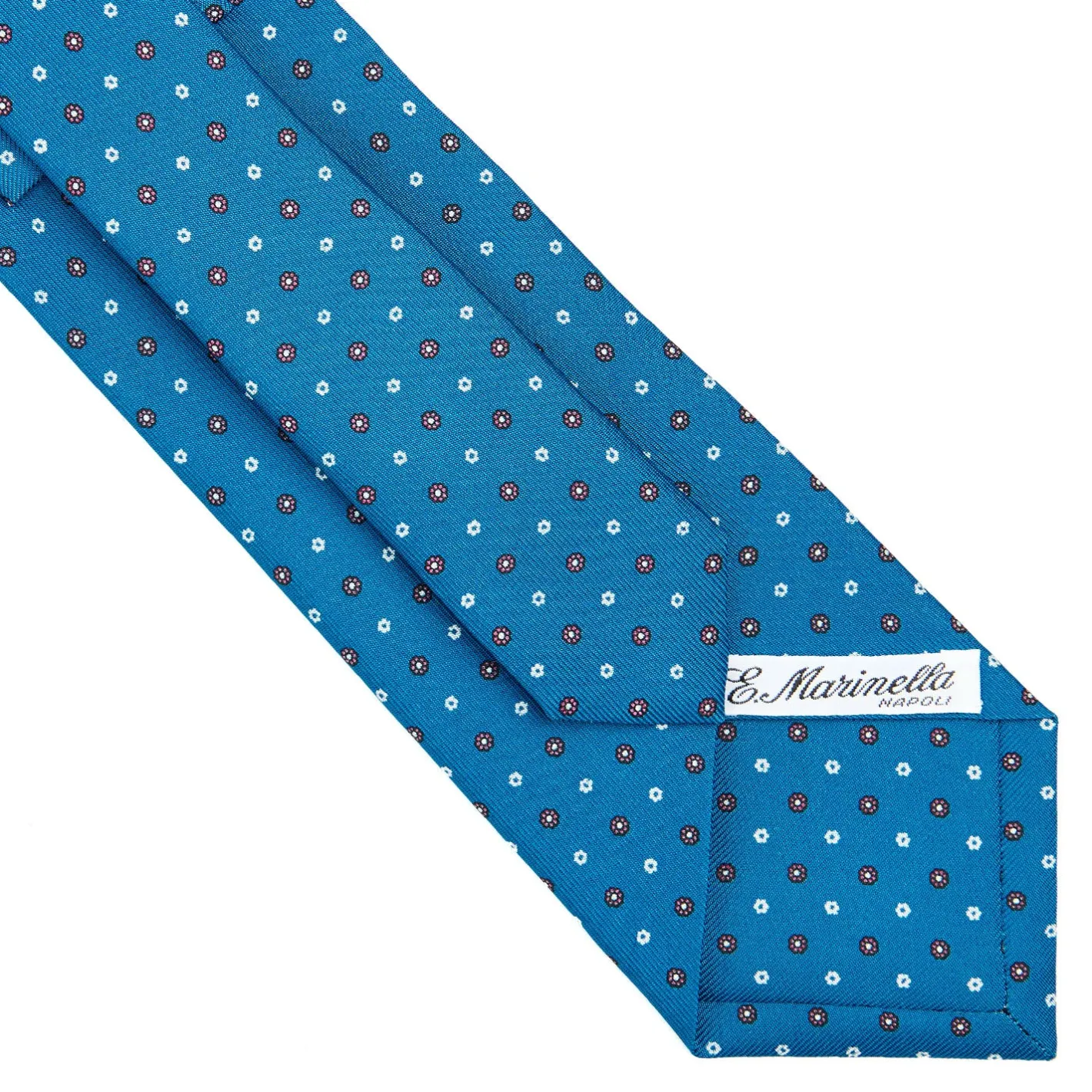 E.Marinella CRAVATTA SARTORIALE CLASSICA IN SETA BLU MEDIO Microfantasia fiore