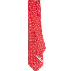 E.Marinella CRAVATTA SARTORIALE CLASSICA IN SETA ROSSA Microfantasia fiore Clearance