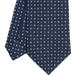 E.Marinella CRAVATTA SARTORIALE CLASSICA IN SETA BLU SCURO Microfantasia fiore Online
