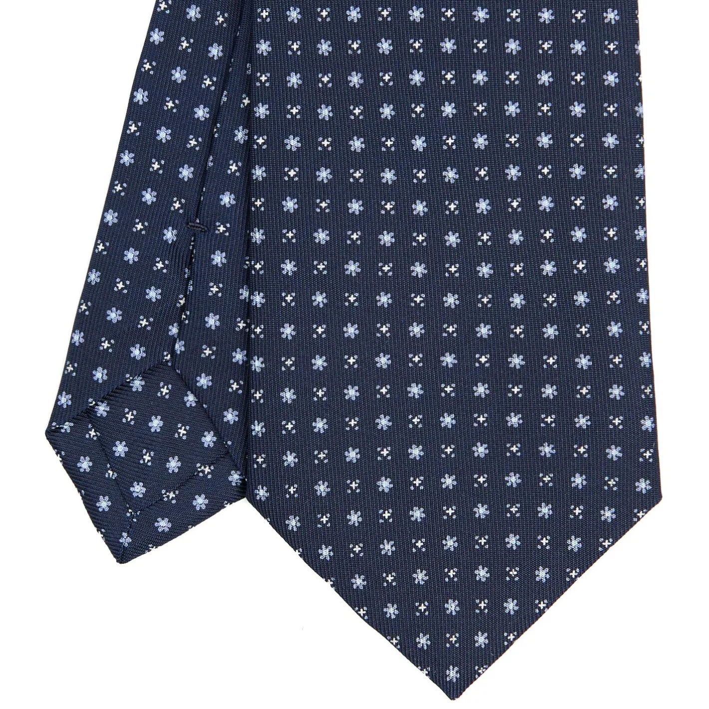 E.Marinella CRAVATTA SARTORIALE CLASSICA IN SETA BLU SCURO Microfantasia fiore Online