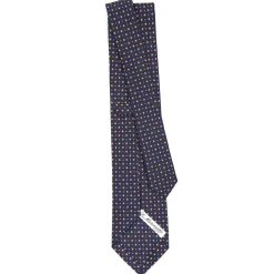 E.Marinella CRAVATTA SARTORIALE CLASSICA IN SETA BLU SCURO Microfantasia fiore Discount