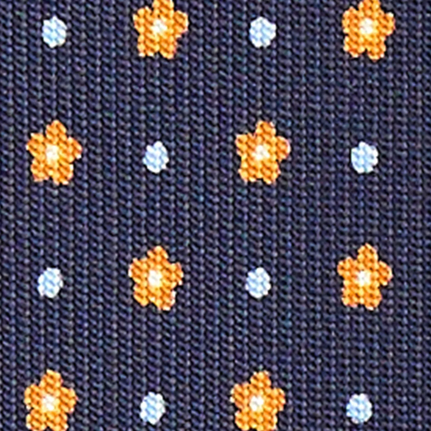 E.Marinella CRAVATTA SARTORIALE CLASSICA IN SETA BLU SCURO Microfantasia fiore Discount