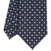 E.Marinella CRAVATTA SARTORIALE CLASSICA IN SETA BLU SCURO Microfantasia fiore Sale