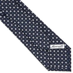 E.Marinella CRAVATTA SARTORIALE CLASSICA IN SETA BLU SCURO Microfantasia fiore Sale
