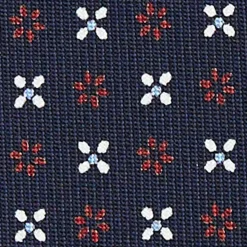 E.Marinella CRAVATTA SARTORIALE CLASSICA IN SETA BLU SCURO Microfantasia fiore