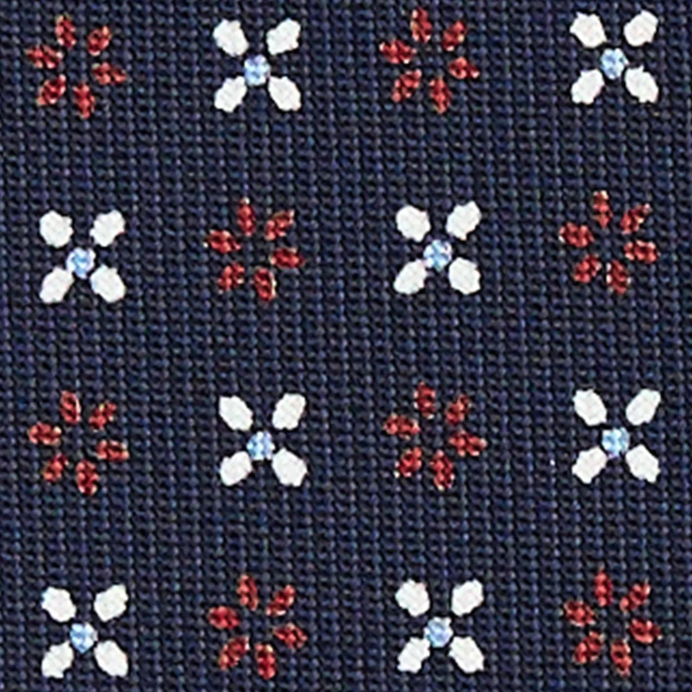 E.Marinella CRAVATTA SARTORIALE CLASSICA IN SETA BLU SCURO Microfantasia fiore