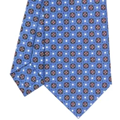 E.Marinella CRAVATTA SARTORIALE CLASSICA IN SETA AZZURRO POLVERE Microfantasia fiore Hot