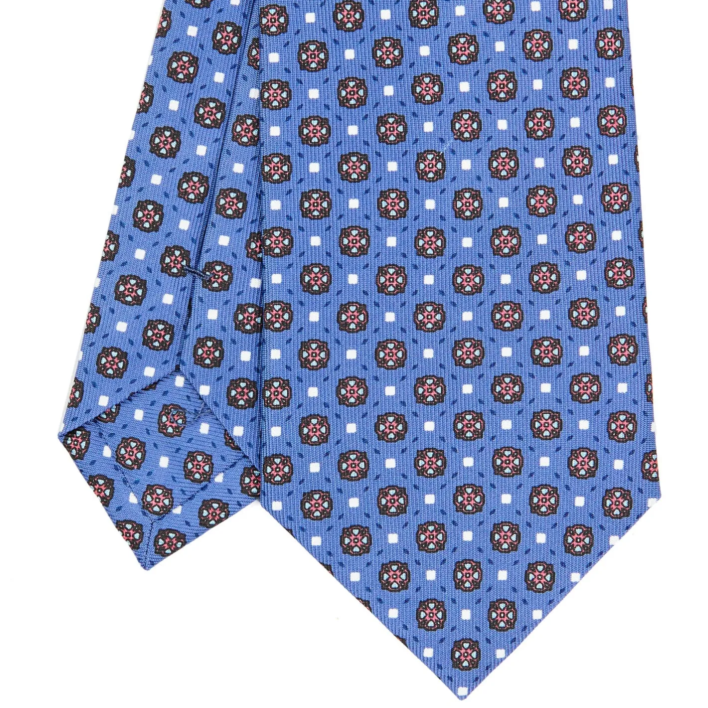 E.Marinella CRAVATTA SARTORIALE CLASSICA IN SETA AZZURRO POLVERE Microfantasia fiore Hot