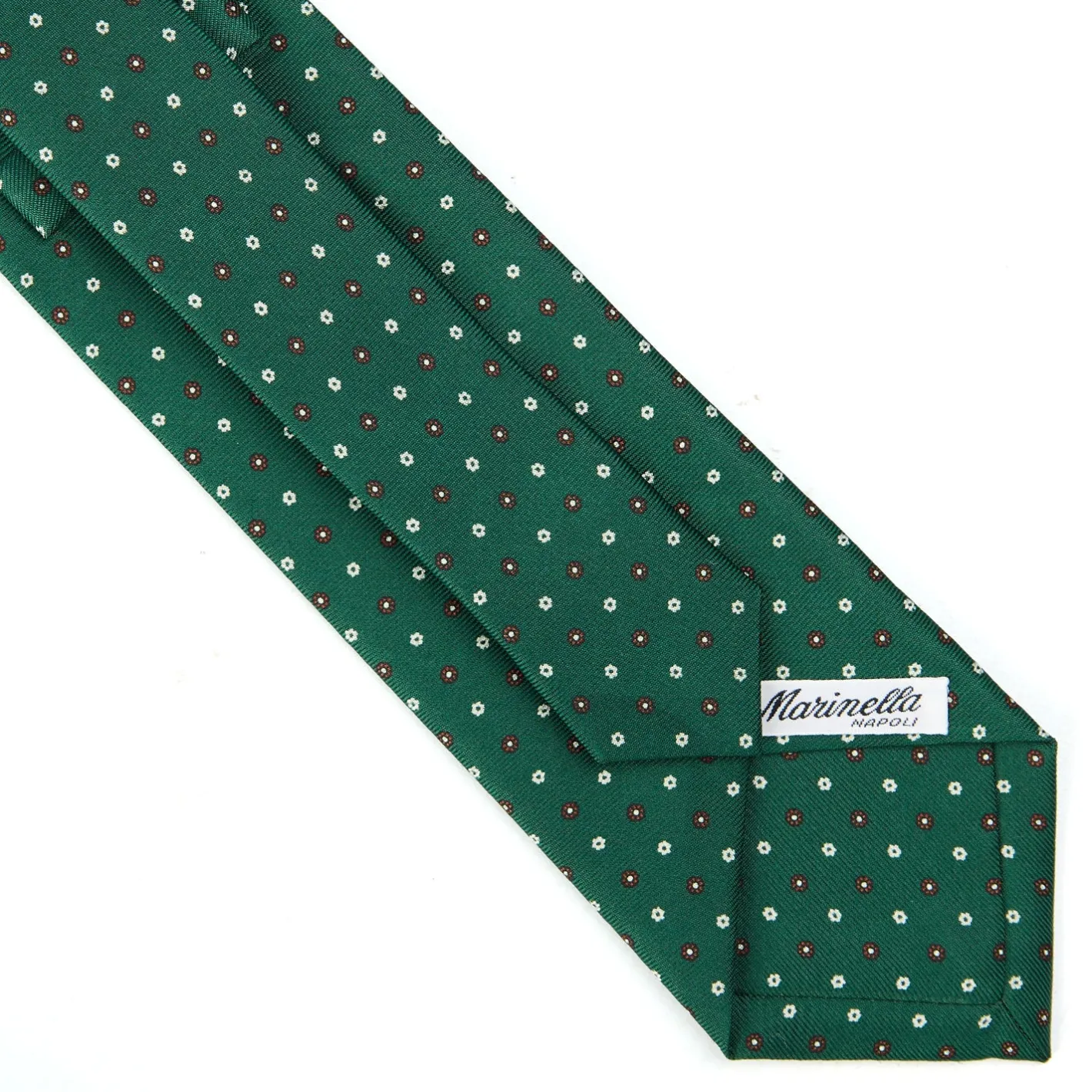 E.Marinella CRAVATTA SARTORIALE CLASSICA IN SETA VERDE OLIVA Microfantasia fiore Clearance