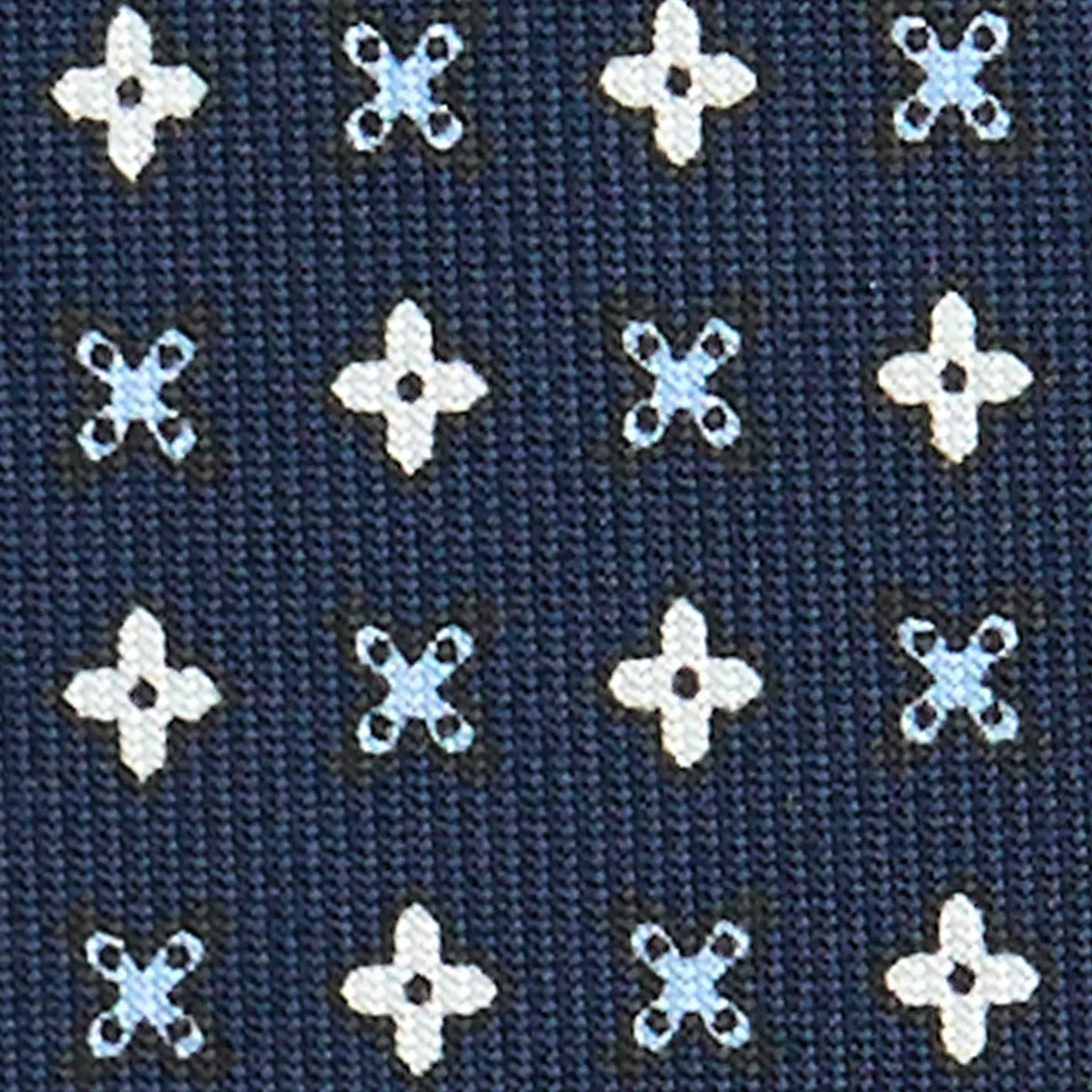 E.Marinella CRAVATTA SARTORIALE CLASSICA IN SETA BLU SCURO Microfantasia fiore