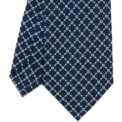 E.Marinella CRAVATTA SARTORIALE CLASSICA IN SETA BLU SCURO Microfantasia fiore Discount