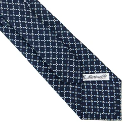 E.Marinella CRAVATTA SARTORIALE CLASSICA IN SETA BLU SCURO Microfantasia fiore Discount
