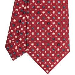 E.Marinella CRAVATTA SARTORIALE CLASSICA IN SETA BORDEAUX Microfantasia fiore New