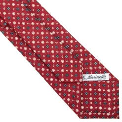 E.Marinella CRAVATTA SARTORIALE CLASSICA IN SETA BORDEAUX Microfantasia fiore New
