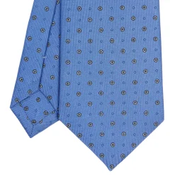 E.Marinella CRAVATTA SARTORIALE CLASSICA IN SETA AZZURRO POLVERE Microfantasia fiore Clearance