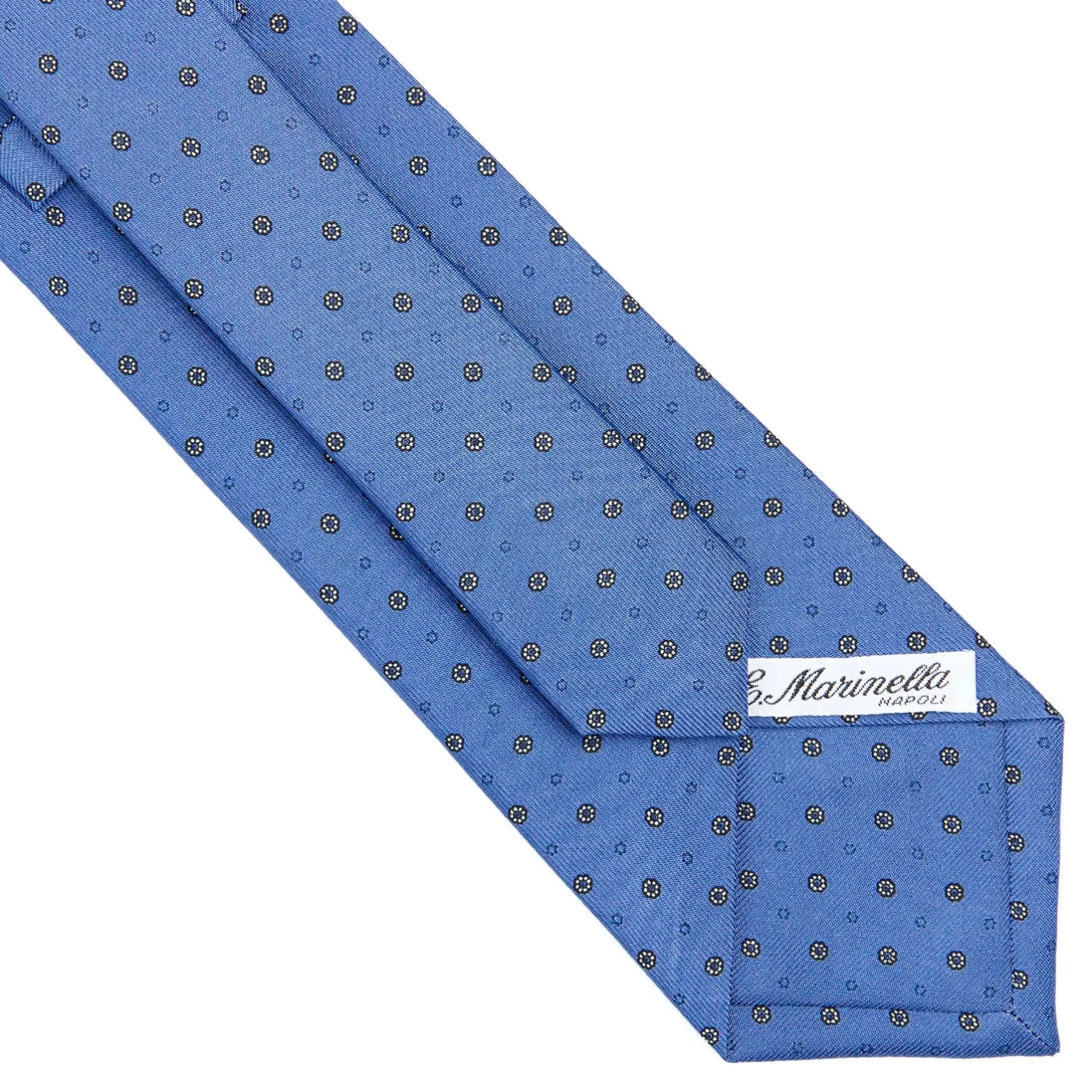 E.Marinella CRAVATTA SARTORIALE CLASSICA IN SETA AZZURRO POLVERE Microfantasia fiore Clearance