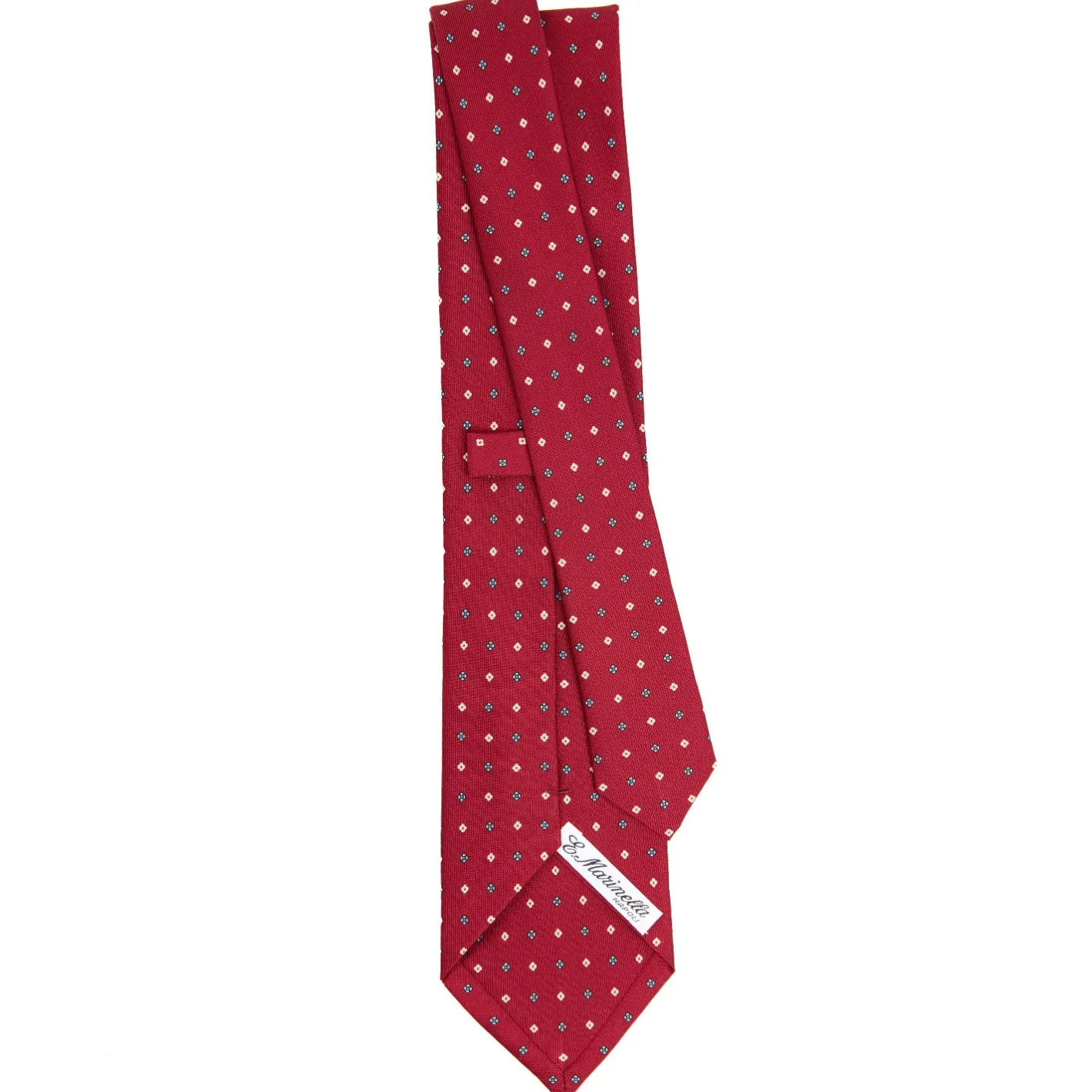 E.Marinella CRAVATTA SARTORIALE CLASSICA IN SETA BORDEAUX Microfantasia fiore Outlet