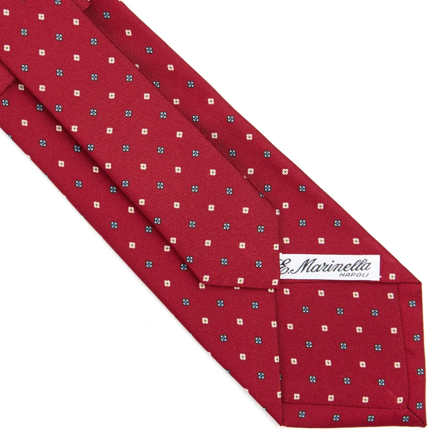 E.Marinella CRAVATTA SARTORIALE CLASSICA IN SETA BORDEAUX Microfantasia fiore Outlet