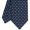 E.Marinella CRAVATTA SARTORIALE CLASSICA IN SETA BLU SCURO Microfantasia fiore Hot