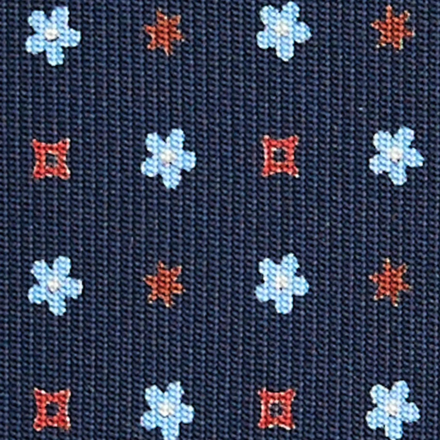 E.Marinella CRAVATTA SARTORIALE CLASSICA IN SETA BLU SCURO Microfantasia fiore Hot