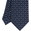E.Marinella CRAVATTA SARTORIALE CLASSICA IN SETA BLU SCURO Microfantasia fiore Outlet