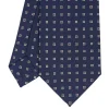 E.Marinella CRAVATTA SARTORIALE CLASSICA IN SETA BLU SCURO Microfantasia fiore Best