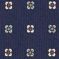 E.Marinella CRAVATTA SARTORIALE CLASSICA IN SETA BLU SCURO Microfantasia fiore Best
