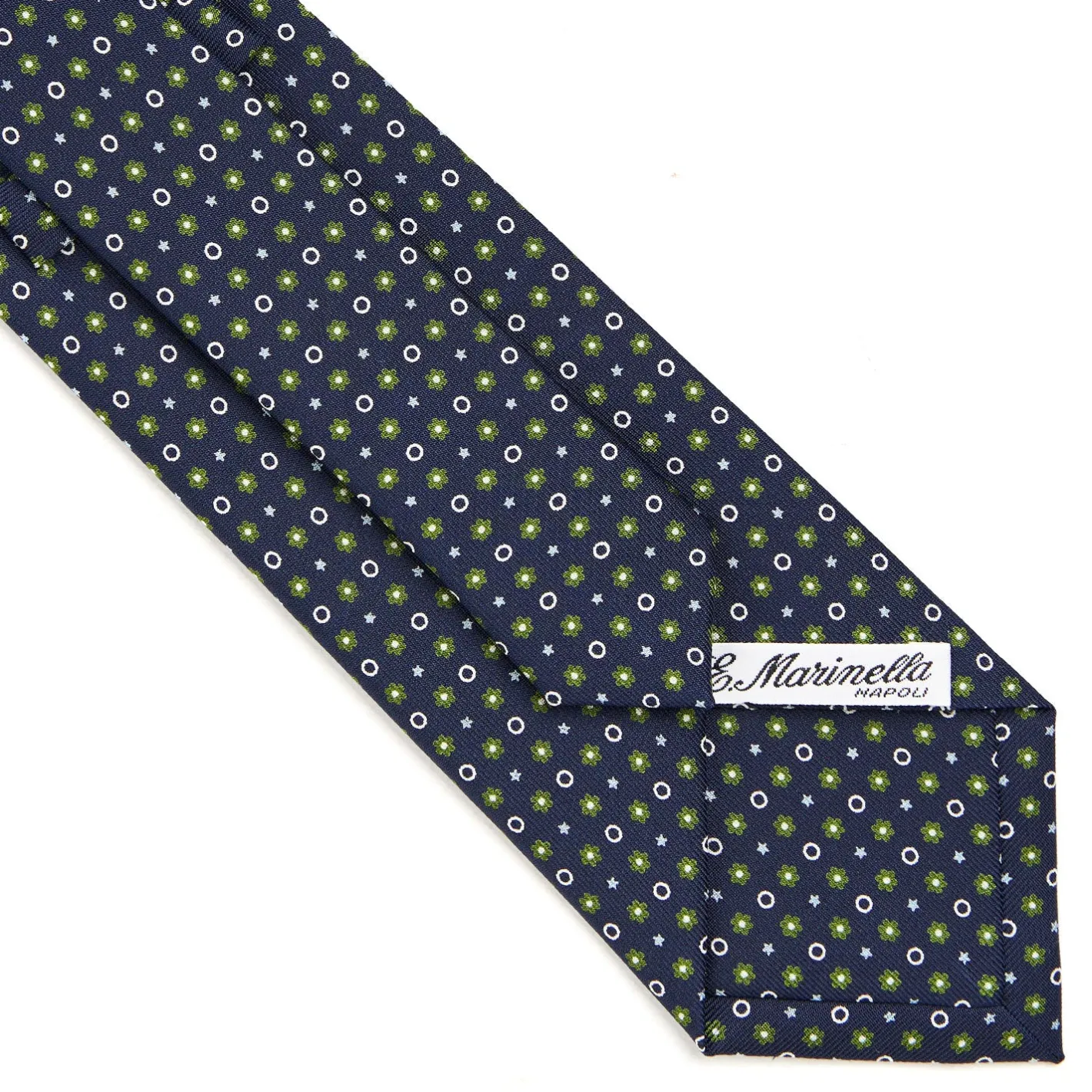 E.Marinella CRAVATTA SARTORIALE CLASSICA IN SETA BLU SCURO Microfantasia fiore Best