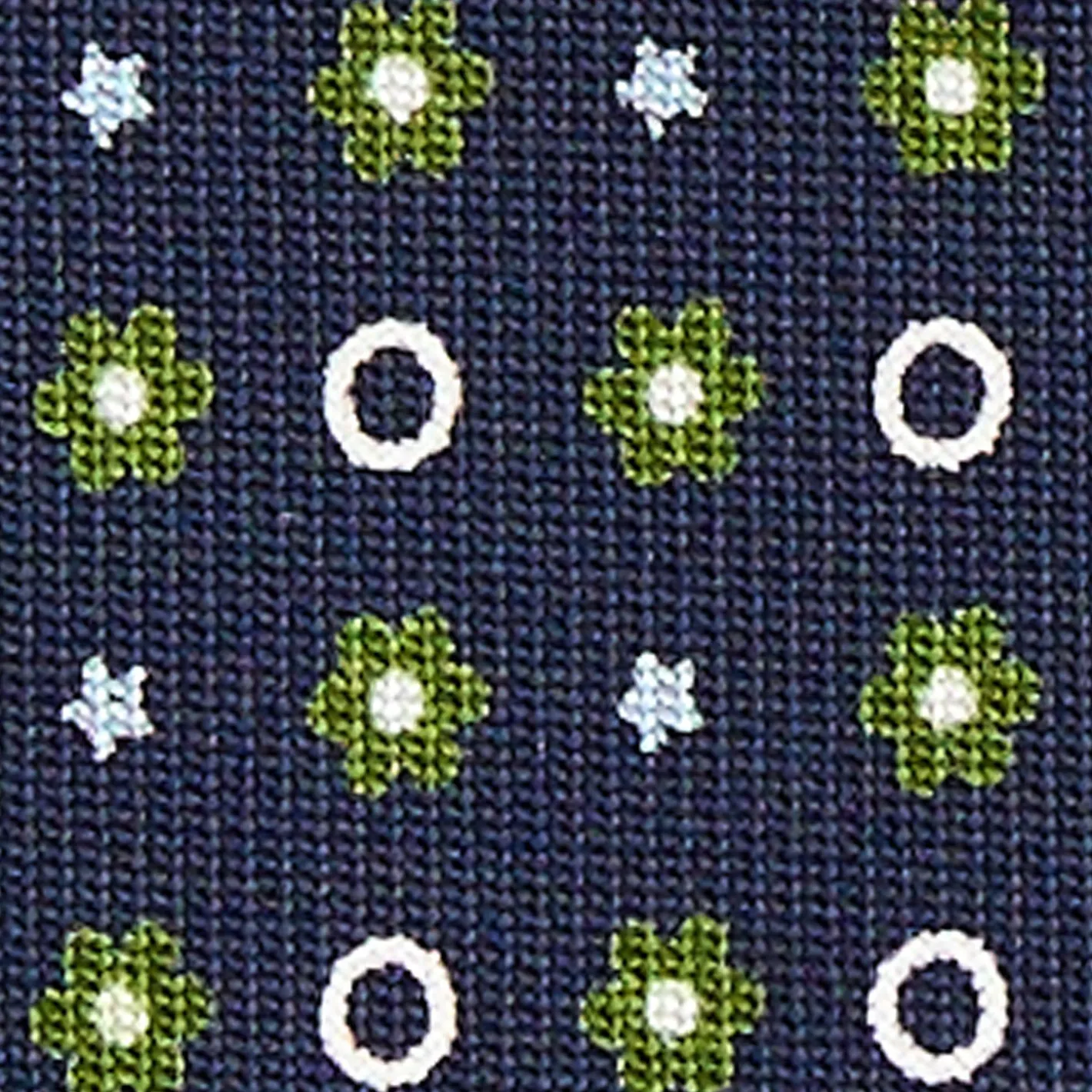E.Marinella CRAVATTA SARTORIALE CLASSICA IN SETA BLU SCURO Microfantasia fiore Best