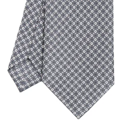 E.Marinella CRAVATTA SARTORIALE CLASSICA IN SETA GRIGIO SCURO Microfantasia fiore Clearance