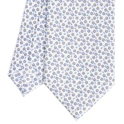 E.Marinella CRAVATTA SARTORIALE CLASSICA IN SETA BIANCA Microfantasia fiore Online