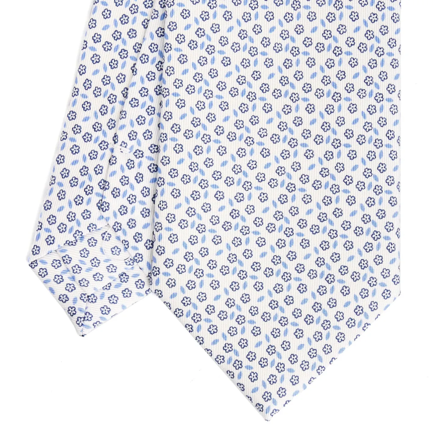 E.Marinella CRAVATTA SARTORIALE CLASSICA IN SETA BIANCA Microfantasia fiore Online