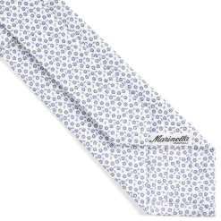E.Marinella CRAVATTA SARTORIALE CLASSICA IN SETA BIANCA Microfantasia fiore Online