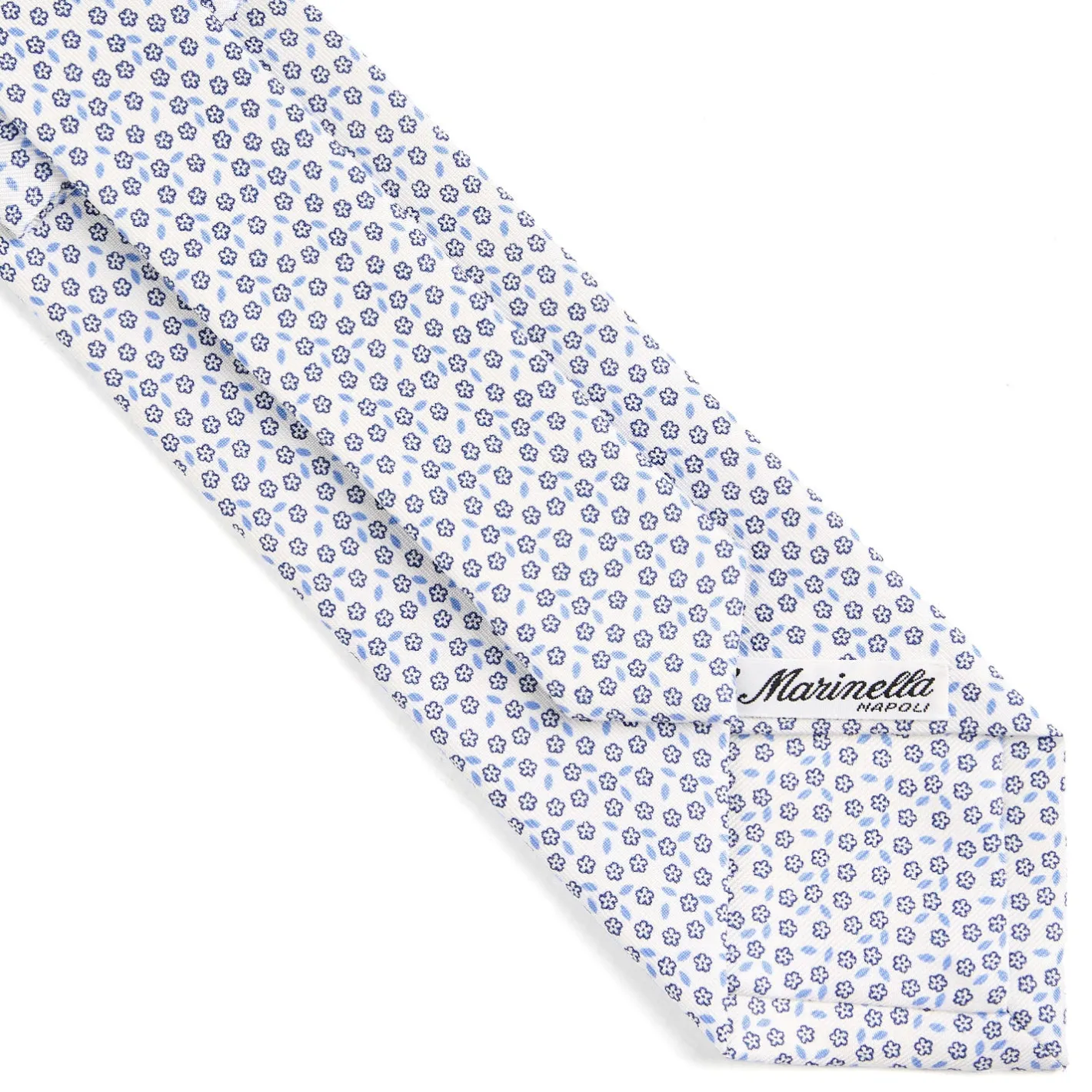 E.Marinella CRAVATTA SARTORIALE CLASSICA IN SETA BIANCA Microfantasia fiore Online